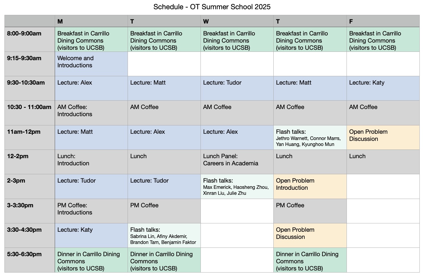 Schedule