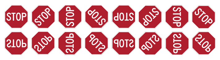 Stop signs rotated